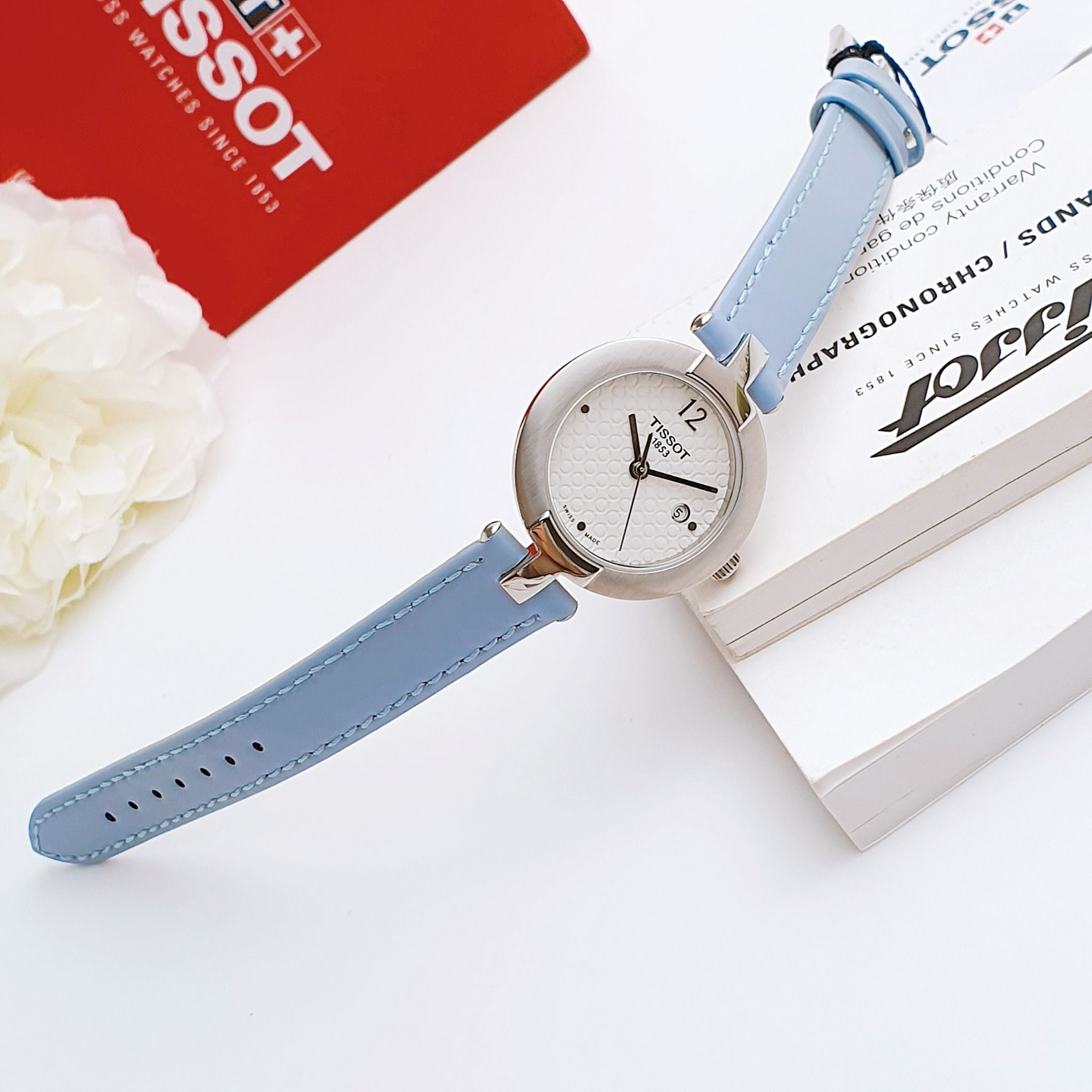 Tissot Quartz T084.210.16.017.02 Pinky White Dial Blue Leather