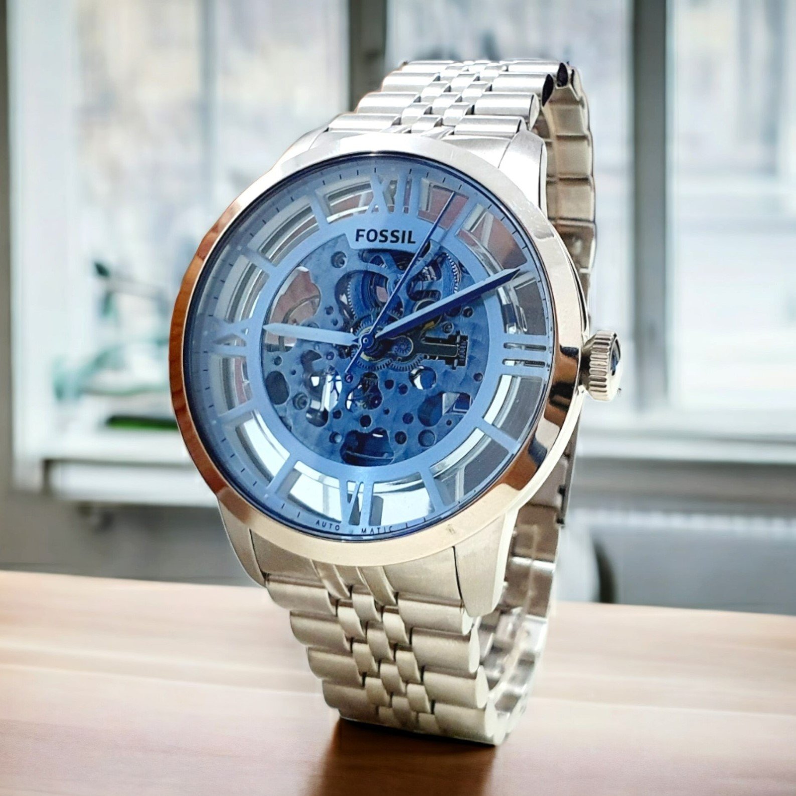 Fossil Automatic ME3073 Analog Townsman Self Wind Silver Watch