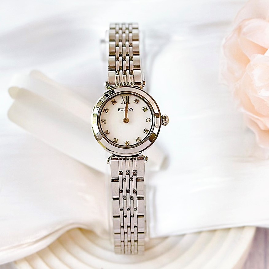 Bulova Quartz 96S167 Diamond Silver Steel Bracelet Watch Đồng Hồ