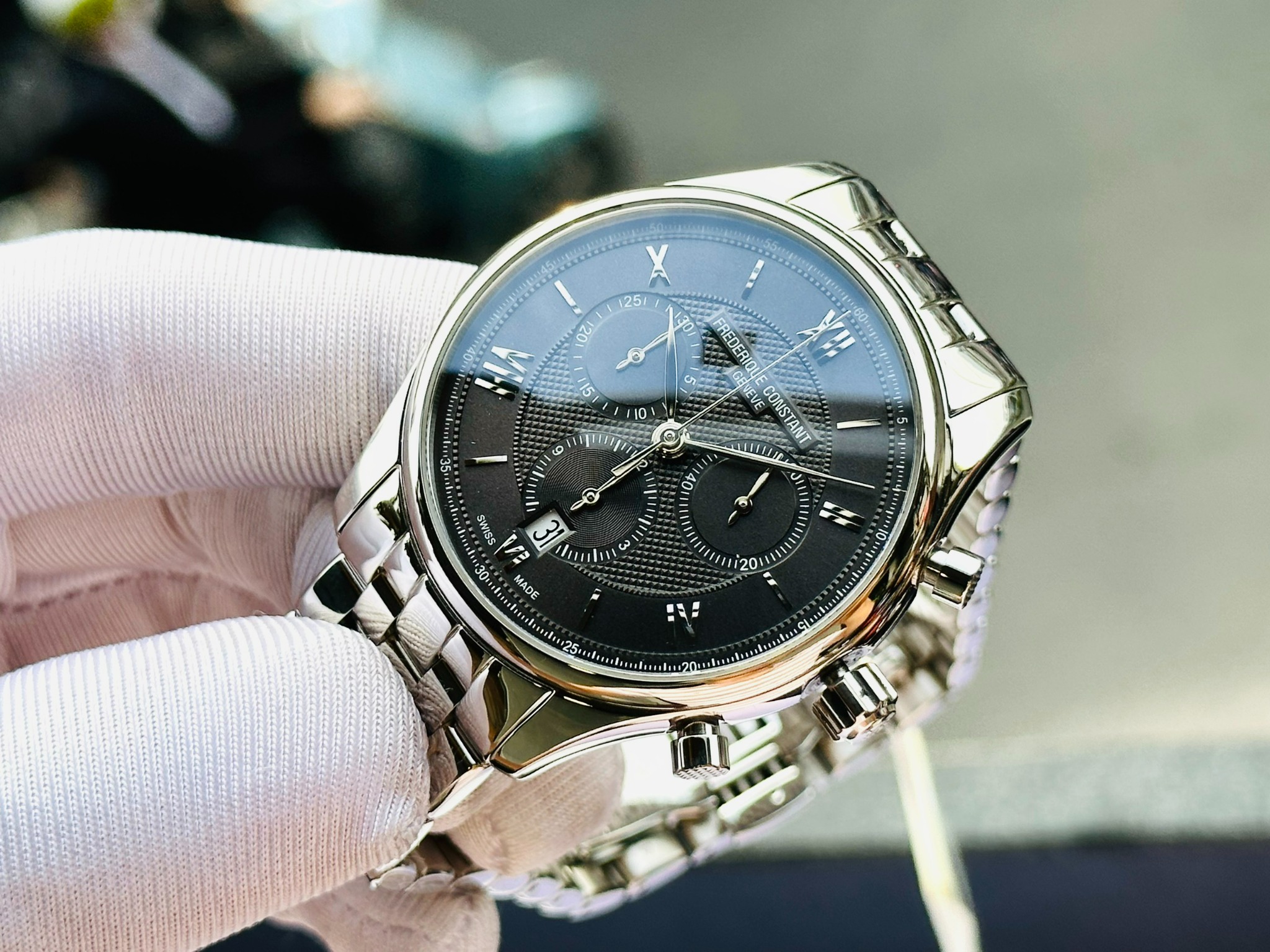 Frederique Constant Quartz FC-292MG5B6B Chronograph Silver Frederique Constant Quartz FC-292MG5B6B Chronograph Silver