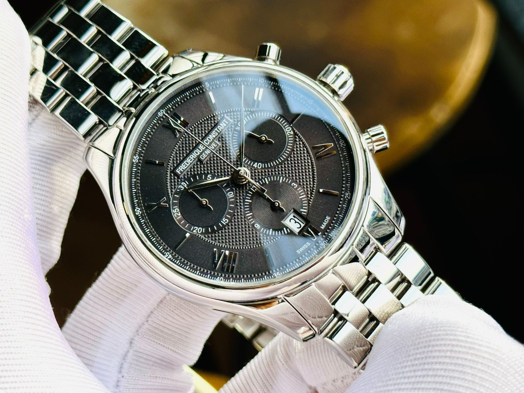 Frederique Constant Quartz FC-292MG5B6B Chronograph Silver Frederique Constant Quartz FC-292MG5B6B Chronograph Silver