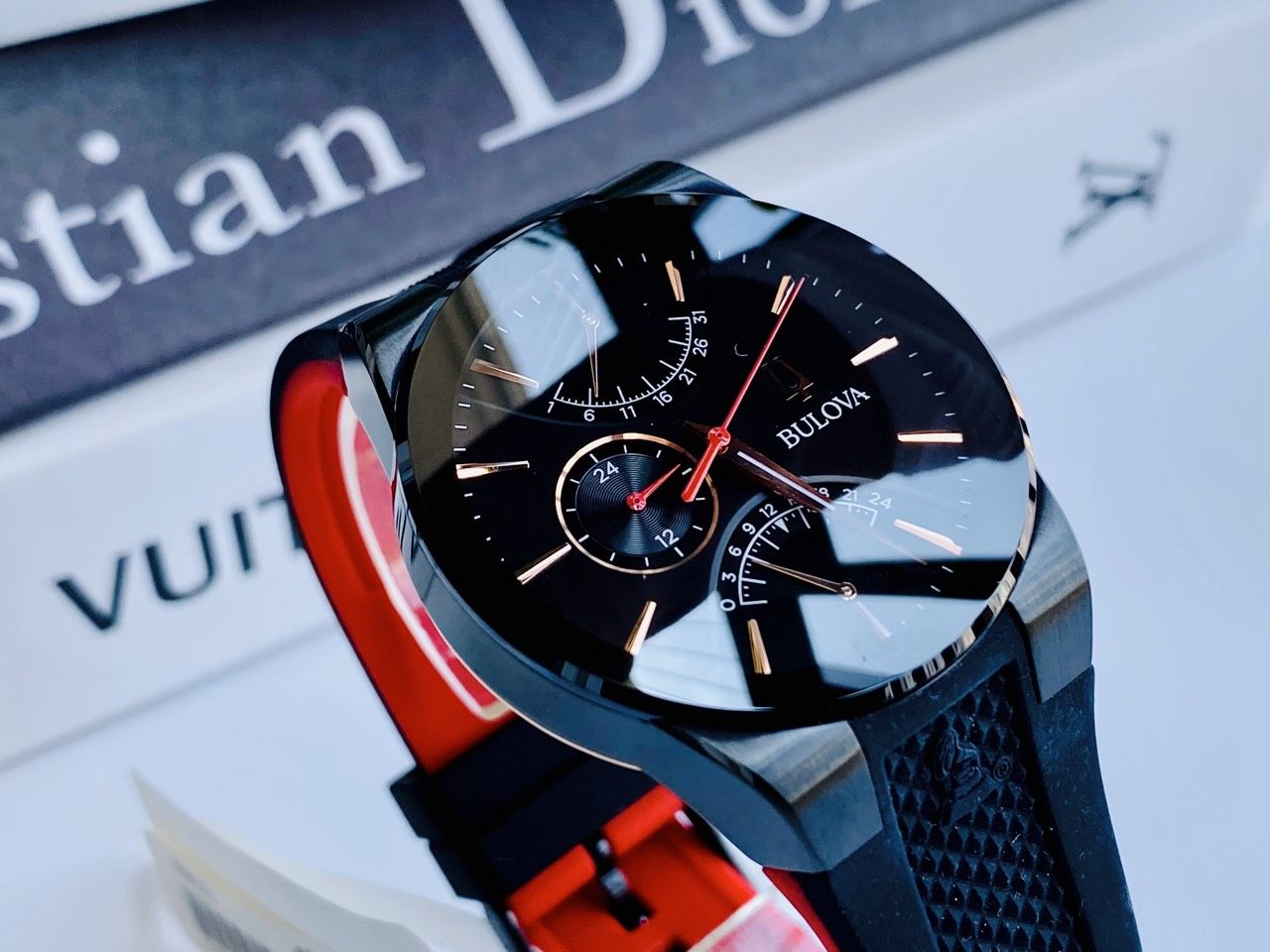 Bulova Quartz 98B321 Latin Grammy Black Dial Black Silicone ng H PhongWatch