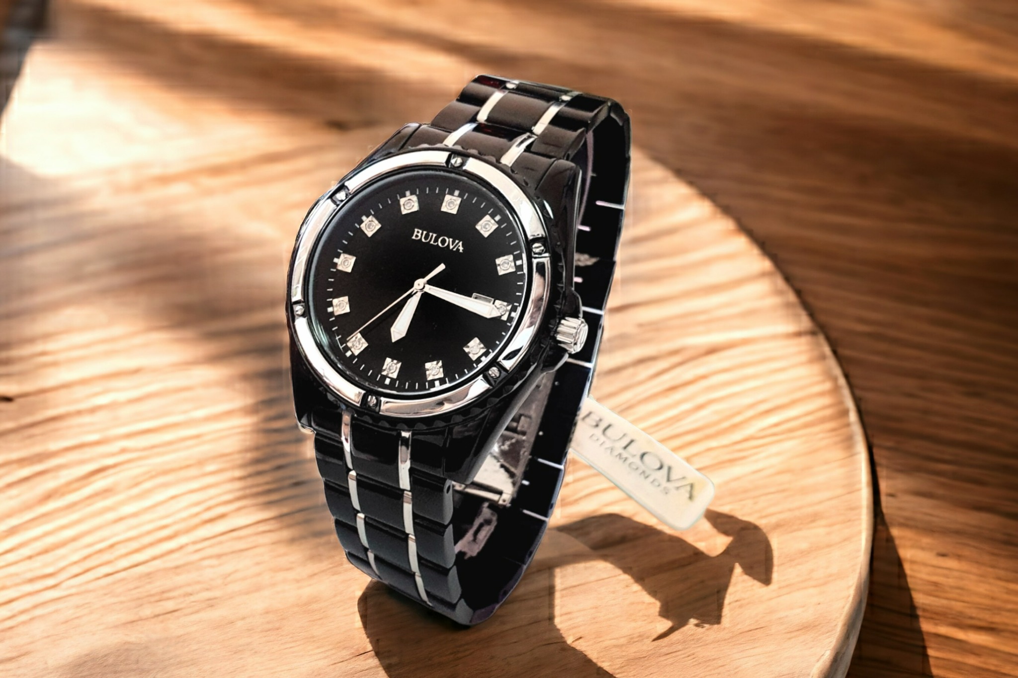 Bulova Quartz 98D107 Marine Star Black Mother of Pearl Dial Two tone PhongWatch