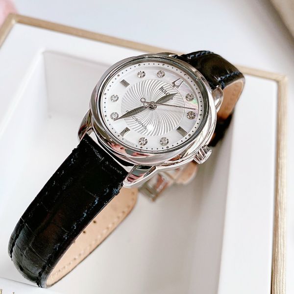 Bulova Quartz 96P124 Precisionist Mother of Pearl Dial Black Leather ...