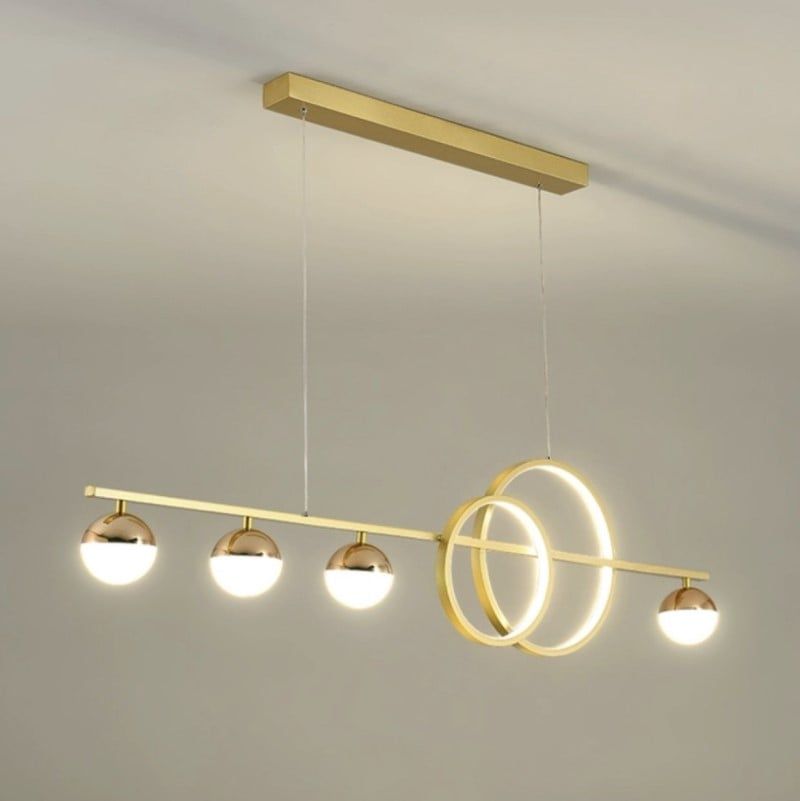 Đèn chùm hiện đại -  thiết kế thả ngang, vòng led hiện đại phối quả cầu DC-423