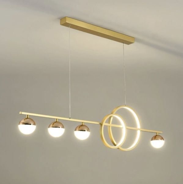 Đèn chùm hiện đại -  thiết kế thả ngang, vòng led hiện đại phối quả cầu DC-423