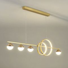 Đèn chùm hiện đại -  thiết kế thả ngang, vòng led hiện đại phối quả cầu DC-423