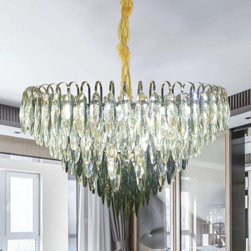 Đèn chùm phale cao cấp, thiết kế tròn, phale hình lá phối màu khói DC-1049