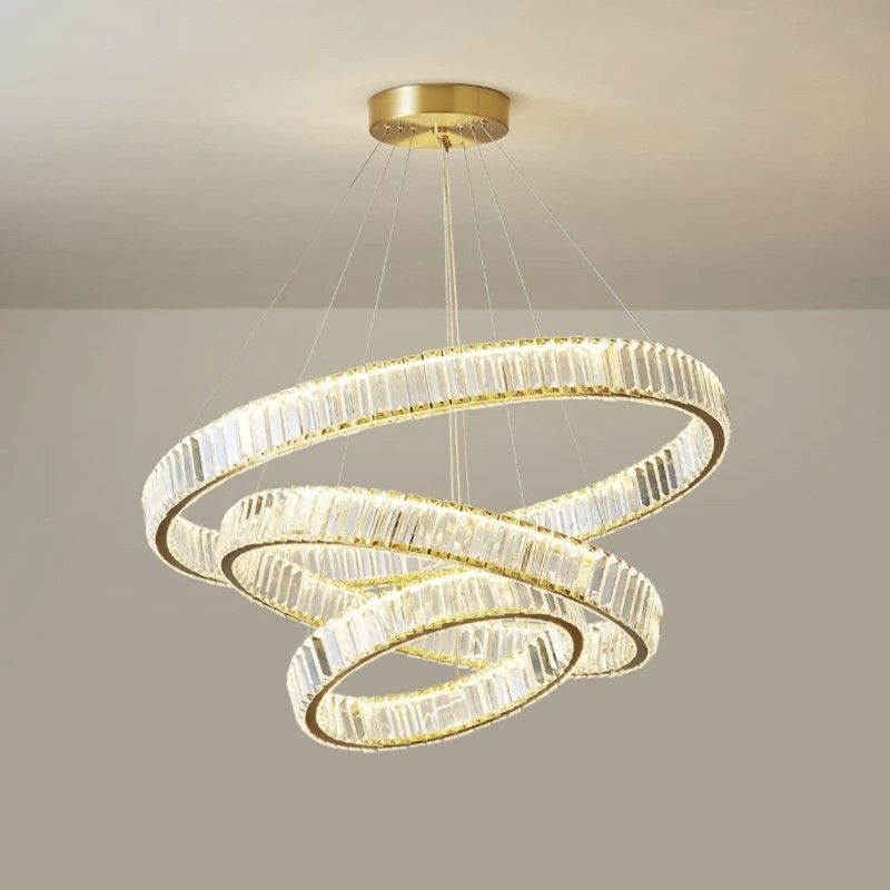 Đèn chùm phale, thiết kế 3 tầng, vòng tròn phale trắng cao cấp DC-408