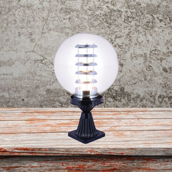 Đèn trụ cổng - hàng rào quả cầu nhựa trong, kiểu tháp, đế trụ DTC-72