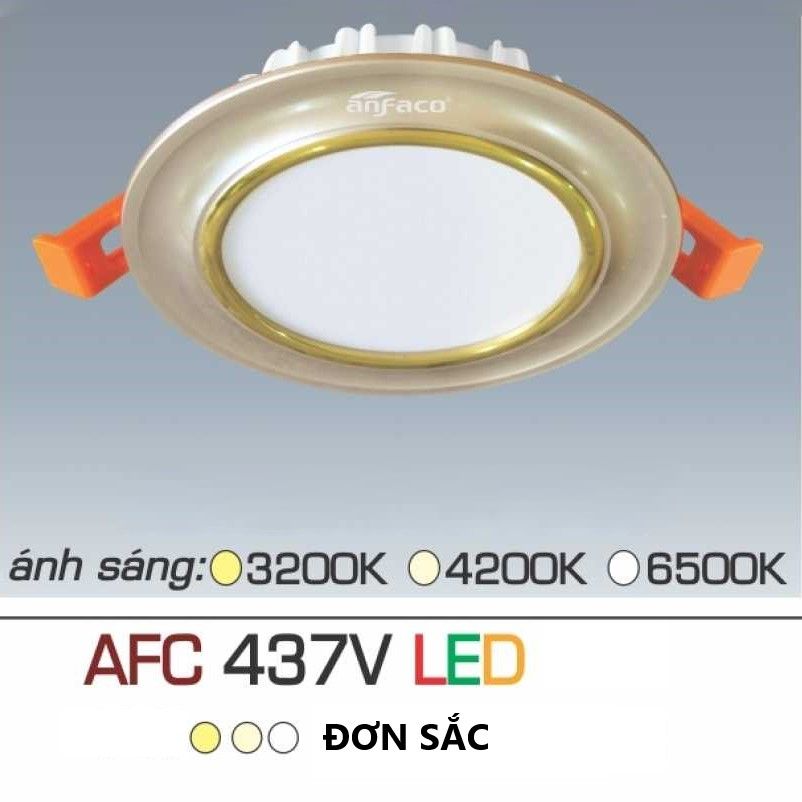 Đèn downlight âm trần đơn sắc cao cấp, mặt lồi, viền màu vàng kem - Anfaco AFC437V