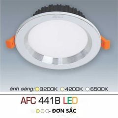 Đèn downlight âm trần đơn sắc, mặt lỏm, viền bạc cao cấp - Anfaco AFC441B