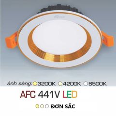 Đèn downlight âm trần đơn sắc, mặt lỏm, viền vàng cao cấp - Anfaco AFC441V