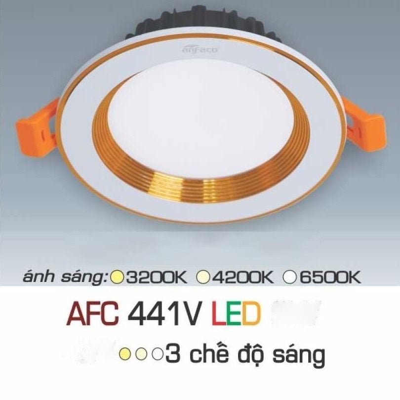 Đèn downlight âm trần 3 chế độ, mặt lỏm, viền vàng cao cấp - Anfaco AFC441V
