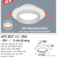 Đèn downlight âm trần 9wat cao cấp - Anfaco AFC607, mặt đèn có viền hiện đại
