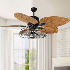 Quạt trần đèn lá cọ, 5 cánh nhựa cao cấp  QT-193