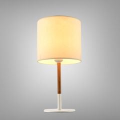 Đèn bàn chụp vải, thân kim loại phối gỗ, giá rẻ DB-676