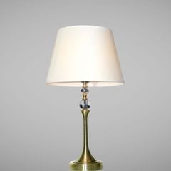 Đèn bàn chụp vải trắng, thân kim loại si vàng đồng cao cấp DB-360