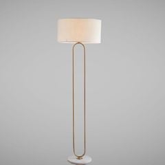 Đèn cây hiện đại, chụp vải trắng, thân kim loại si vàng-đồng cao cấp DC-207