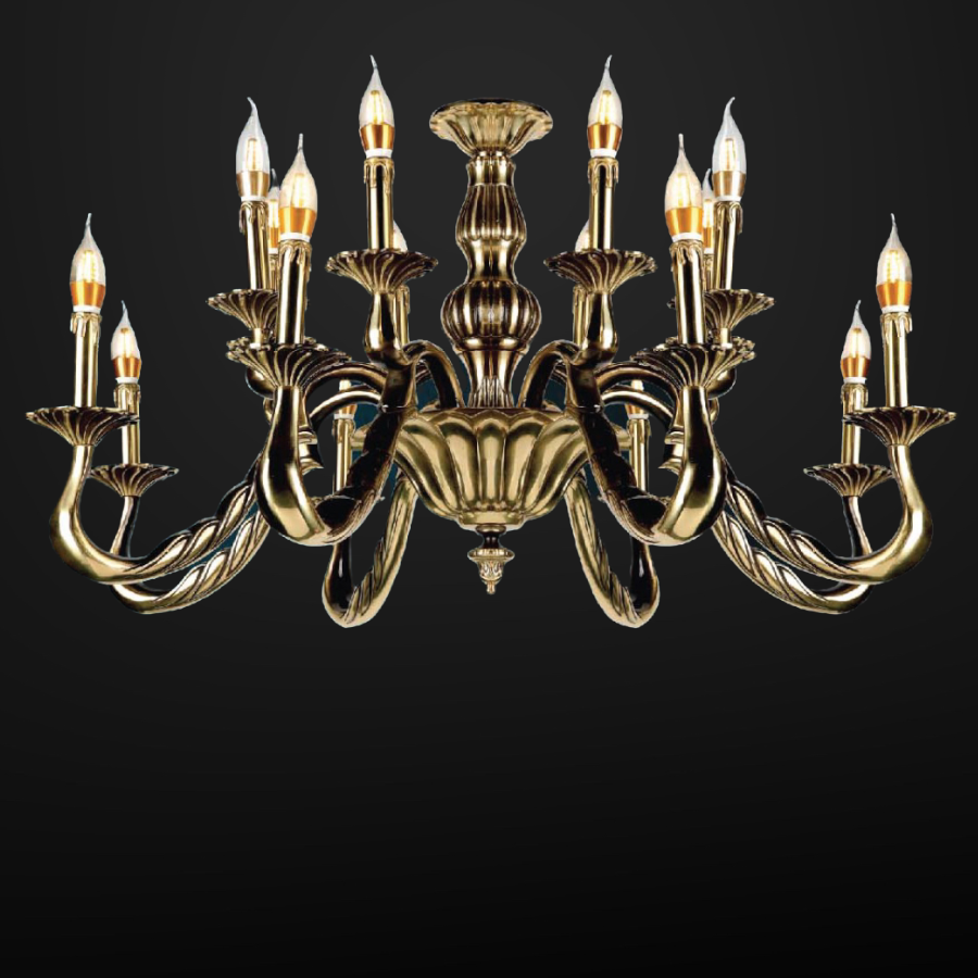 Đèn chùm đồng nguyên chất, chao đá ngọc trắng cao cấp DCD-132