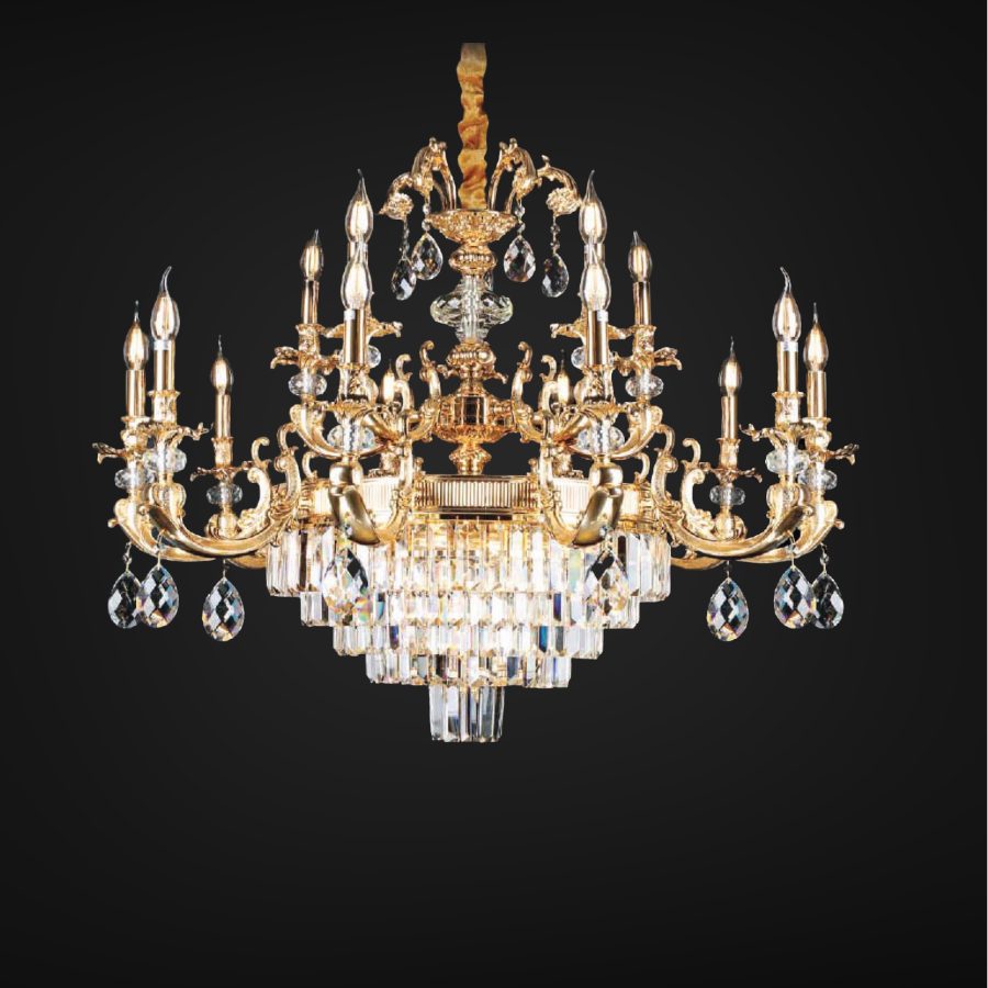 Đèn chùm tay nến cao cấp,  phối thẻ phale trắng cao cấp DC-505