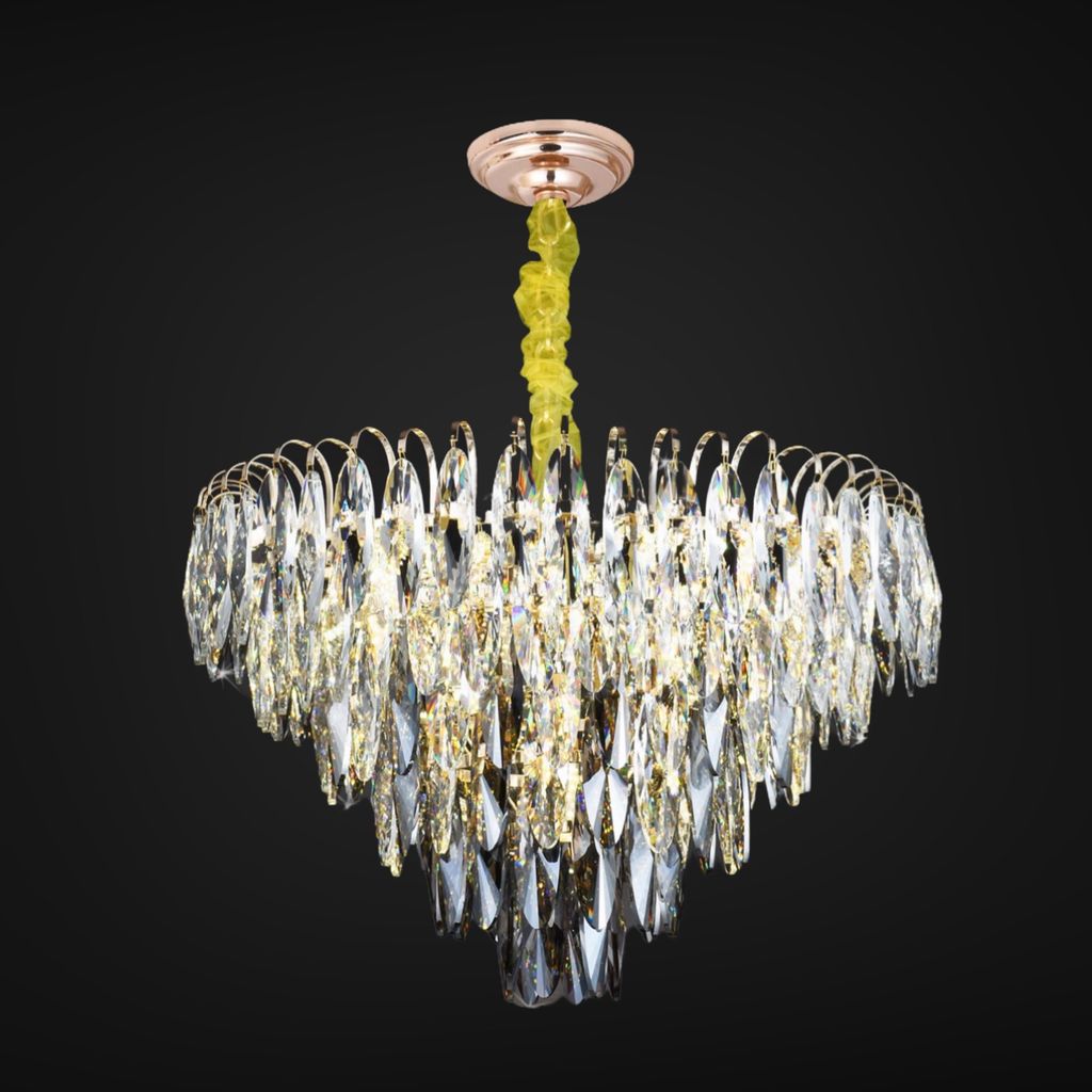 Đèn chùm phale cao cấp, thiết kế tròn, phale hình lá phối màu khói DC-1049