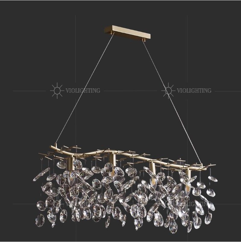 Đèn chùm phale, thiết kế kiểu lá cây thả ngang, hạt phale trong cao cấp DC-1079
