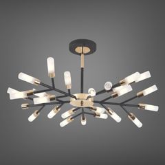Đèn gắn trần phòng khách-bàn ăn, kim loại phối ống thủy tinh nghệ thuật DC-135