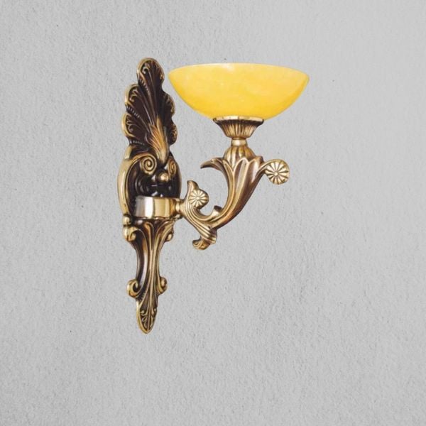Đèn vách đồng nguyên chất thiết kế tay nến,chao đá cẩm thạch VD-177