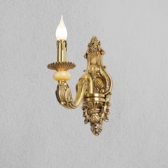Đèn vách đồng nguyên chất thiết kế tay nến,chao đá cẩm thạch VD-166