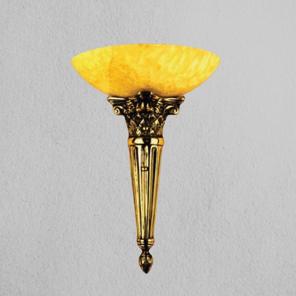 Đèn vách đồng nguyên chất thiết kế tay nến, chao đá cẩm thạch VD-175