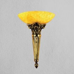 Đèn vách đồng nguyên chất thiết kế tay nến, chao đá cẩm thạch VD-175