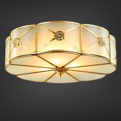 Đèn ốp trần đồng, mặt kính nghệ thuật OCD-005