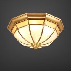 Đèn ốp trần đồng, mặt kính nghệ thuật OCD-015