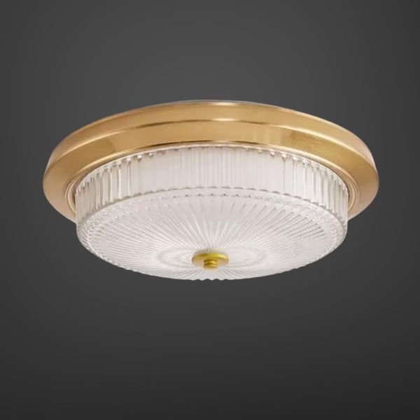 Đèn ốp trần đồng, mặt kính nghệ thuật OCD-017