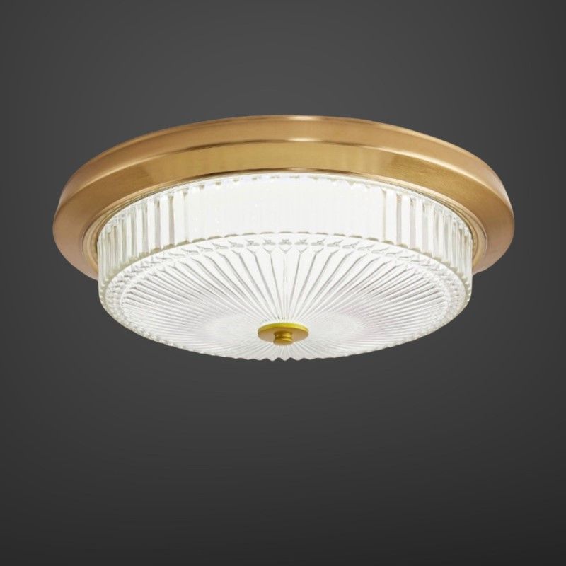 Đèn ốp trần đồng, mặt kính nghệ thuật OCD-017