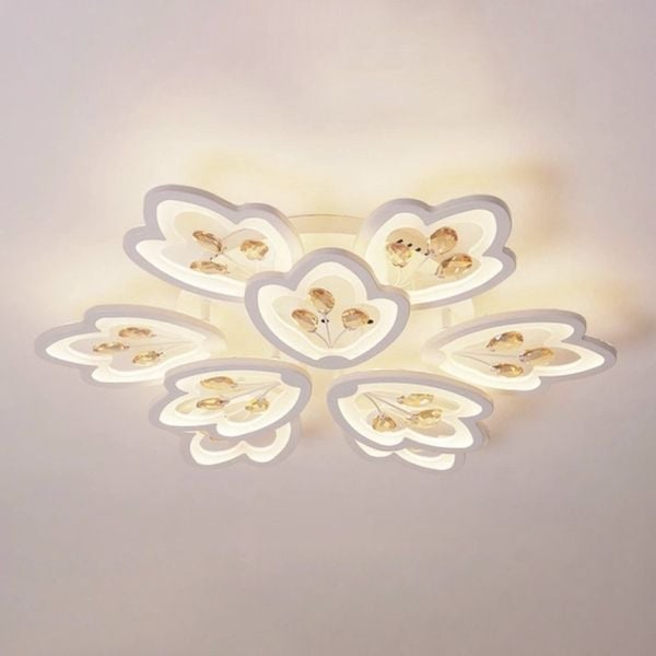Đèn ốp trần hiện đại, thiết kế hình bông hoa, đính phale nghệ thuật OT-031