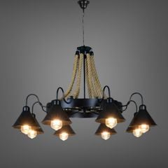 Đèn thả decor - phong cách Retro, khung kim loại treo dây thừng nghệ thuật TDC-106