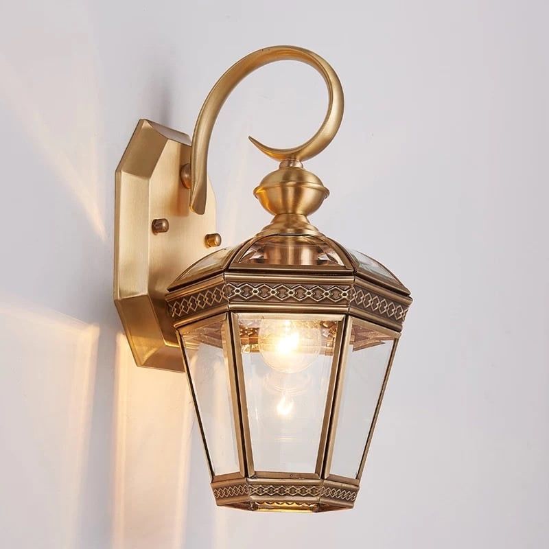 Đèn gắn tường ngoài trời, kim loại đồng phối kính trong VD-112