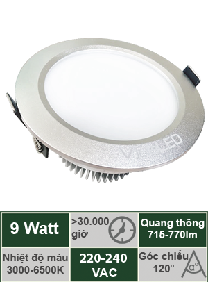 Đèn downlight CAO CẤP 9W Vinaled