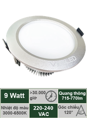 Đèn downlight CAO CẤP 9W Vinaled