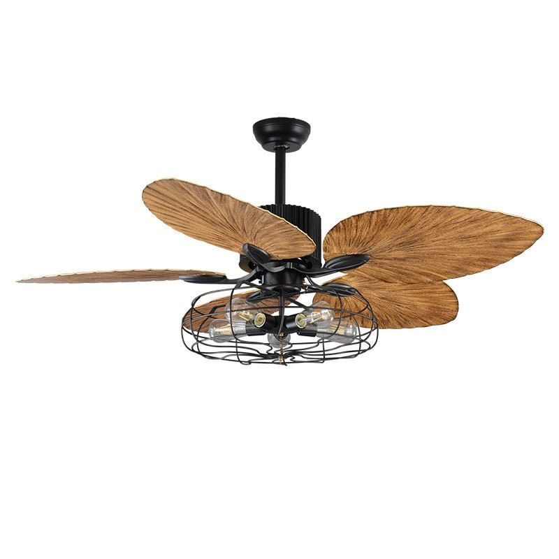 Quạt trần đèn lá cọ, 5 cánh nhựa cao cấp  QT-193
