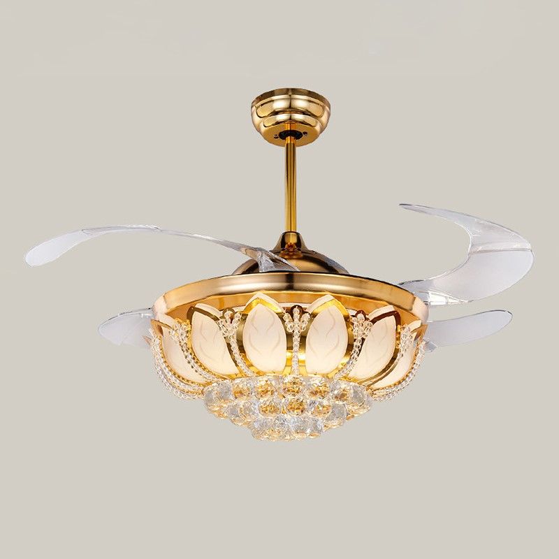 Quạt trần đèn cổ điển, cánh xếp, phối khung phale cao cấp  QT-178