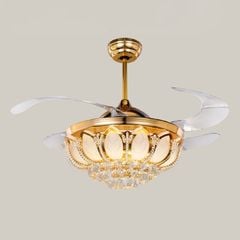 Quạt trần đèn cổ điển, cánh xếp, phối khung phale cao cấp  QT-178