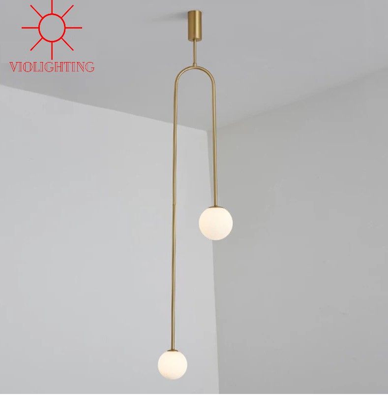 Đèn thả decor - phong cách moonlight, khung kim loại si vàng đồng, treo đứng TDC-154