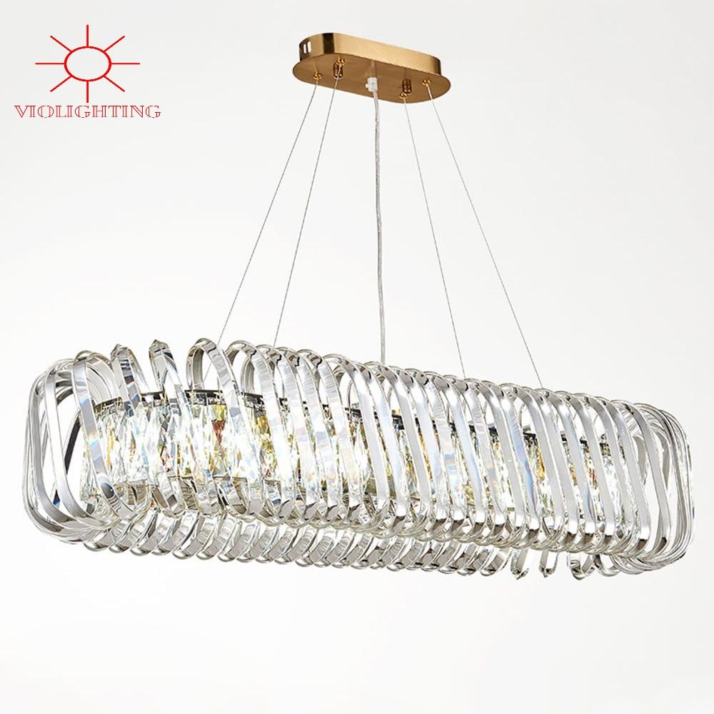 Đèn chùm phale, thiết kế kiểu ngang, mâm inox si vàng cao cấp DC-1040