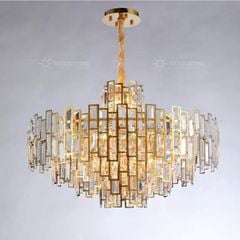 Đèn chùm phale, thiết kế kiểu tròn, thẻ phale trong phối kim loại si vàng đồng DC-1041