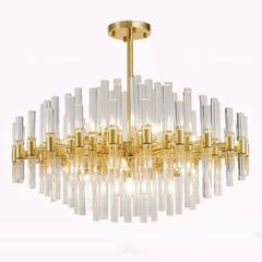 Đèn chùm hiện đại, thiết kế hình tròn, ổng thủy tinh trong DC-1044
