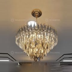 Đèn chùm phale cao cấp, thiết kế tròn, phale hình lá phối màu khói DC-1049