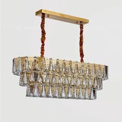 Đèn chùm phale, thiết kế thả ngang, khung kim loại si vàng đồng phối phale K9 cao cấp DC-1075